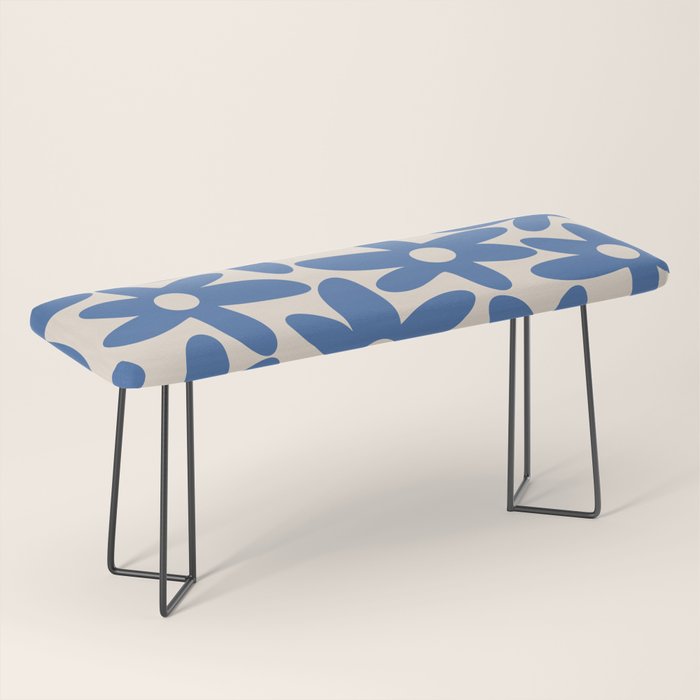 Blue Daisy Time Cute Retro Floral Pattern Bench Gallery Image 1