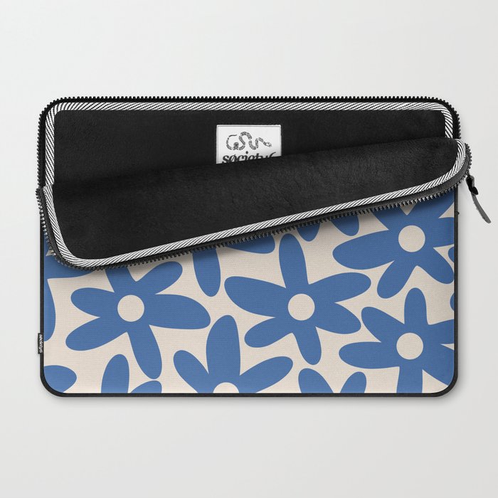 Blue Daisy Time Cute Retro Floral Pattern Laptop Sleeve Gallery Image 2
