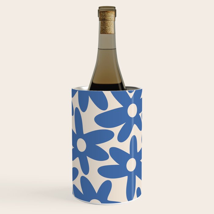 Blue Daisy Time Cute Retro Floral Pattern Wine Chiller Gallery Image 3