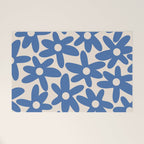 Blue Daisy Time Cute Retro Floral Pattern Welcome Mat Gallery Image 1