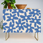 Blue Daisy Time Cute Retro Floral Pattern Credenza Gallery Image 1