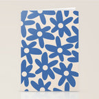 Blue Daisy Time Cute Retro Floral Pattern Stationery Card Gallery Image 2