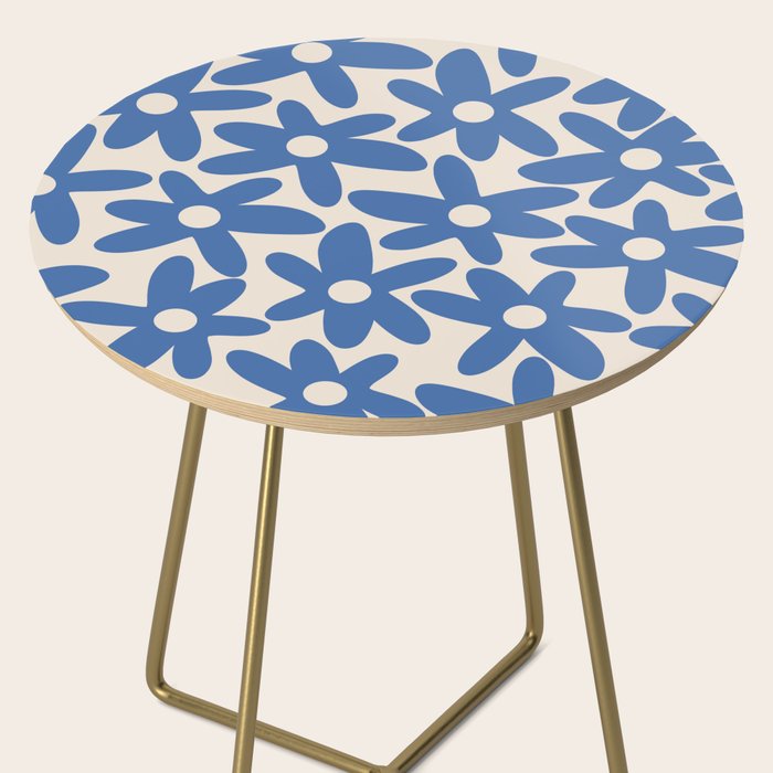 Blue Daisy Time Cute Retro Floral Pattern Side Table Gallery Image 2
