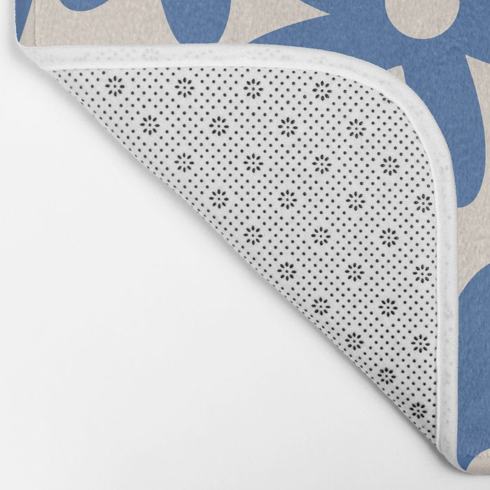 Blue Daisy Time Cute Retro Floral Pattern Bath Mat Gallery Image 2