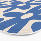 Blue Daisy Time Cute Retro Floral Pattern Bath Mat Gallery Image 3