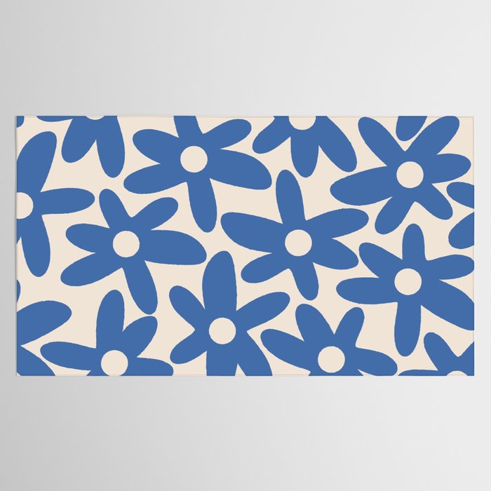 Blue Daisy Time Cute Retro Floral Pattern Tablecloth Gallery Image 2