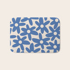 Blue Daisy Time Cute Retro Floral Pattern Bath Mat Gallery Image 1