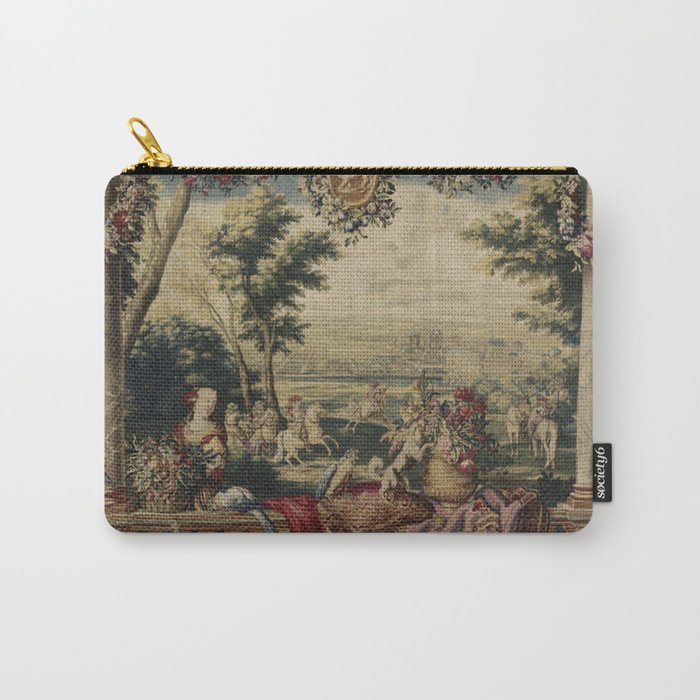 Antique 17th Century 'July' Louis XIV French Chateau Tapestry Carry All Pouch Gallery Image 1