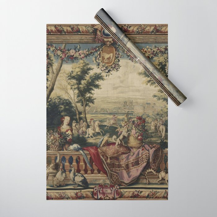 Antique 17th Century 'July' Louis XIV French Chateau Tapestry Wrapping Paper Gallery Image 1