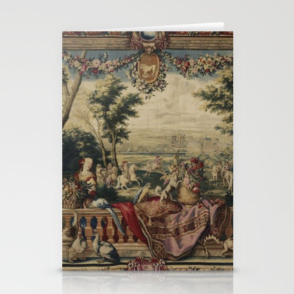 Antique 17th Century 'July' Louis XIV French Chateau Tapestry Stationery Card Gallery Image 1