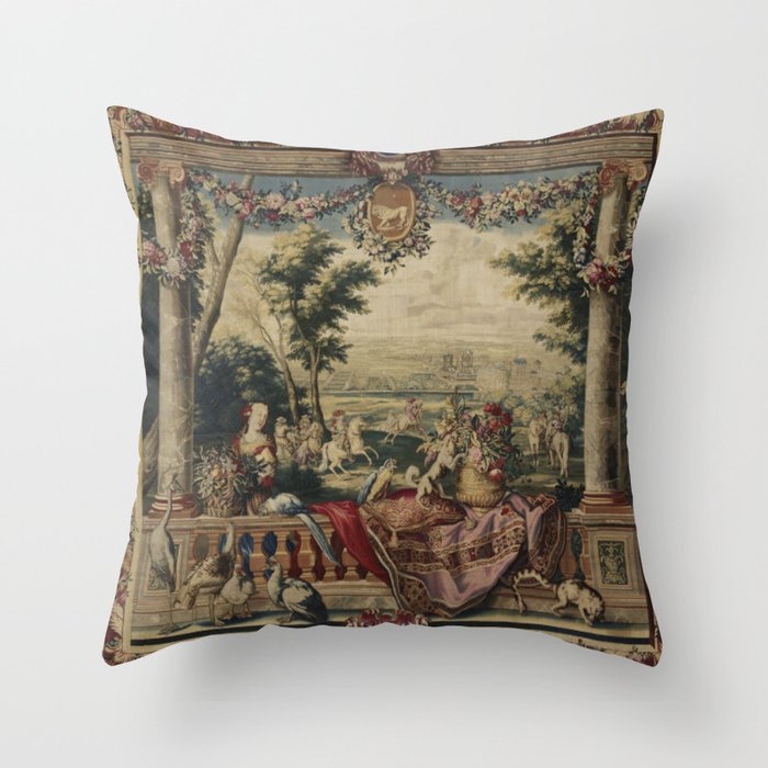 Antique 17th Century 'July' Louis XIV French Chateau Tapestry Throw Pillow Gallery Image 6