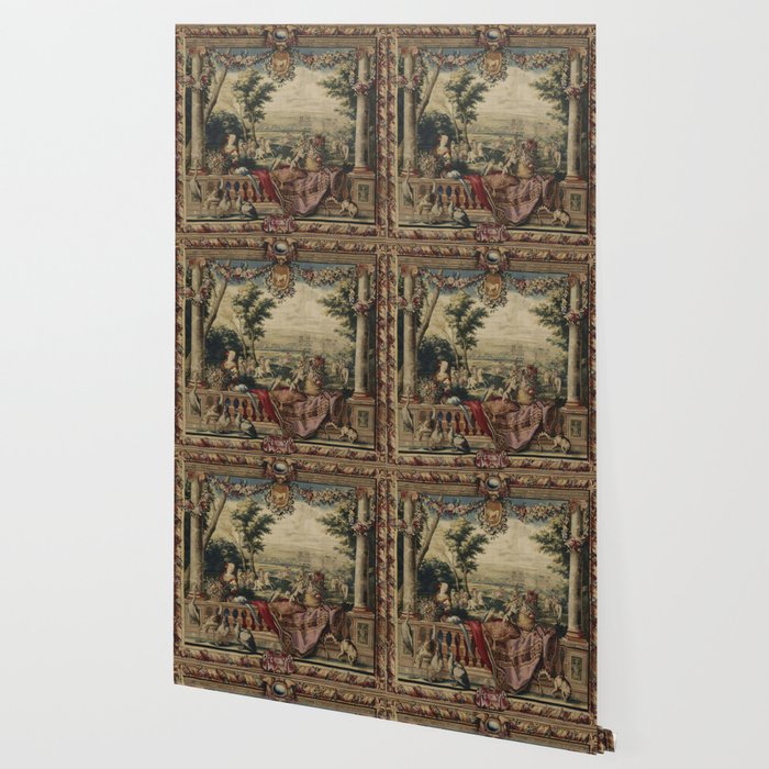 Antique 17th Century 'July' Louis XIV French Chateau Tapestry Wallpaper Gallery Image 2