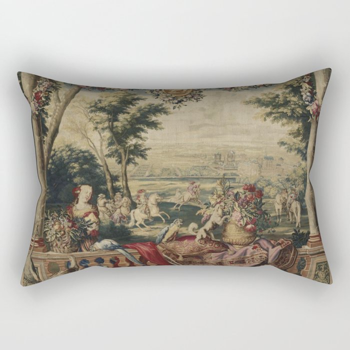 Antique 17th Century 'July' Louis XIV French Chateau Tapestry Rectangular Pillow Gallery Image 2