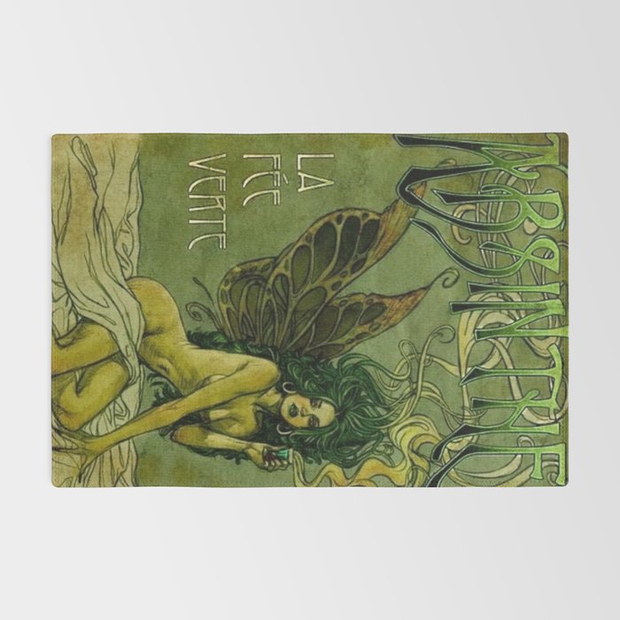 Vintage Parisian Green Fairy Absinthe Alcoholic Aperitif Advertisement Poster Rug Gallery Image 2