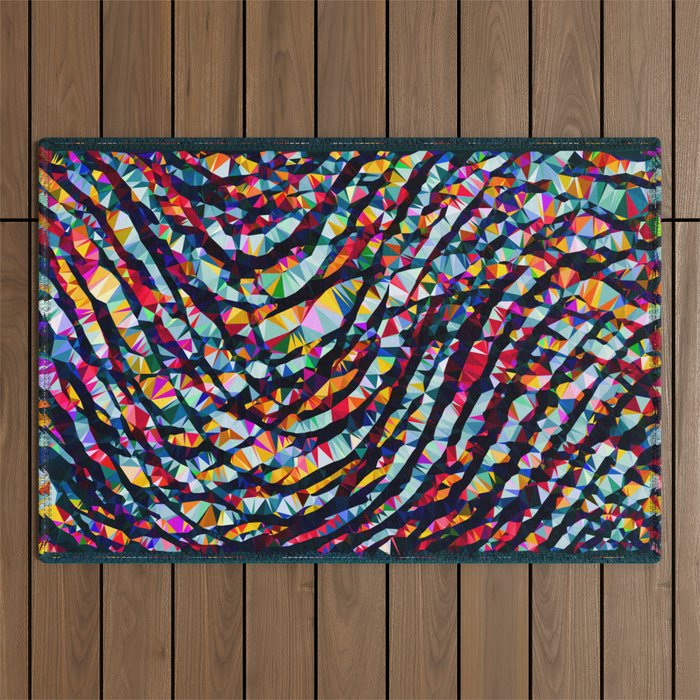 Wavy Lines Low Poly Geometric Triangles Outdoor Rug Gallery Image 1