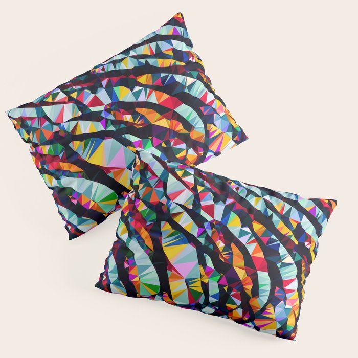 Wavy Lines Low Poly Geometric Triangles Pillow Sham Gallery Image 3