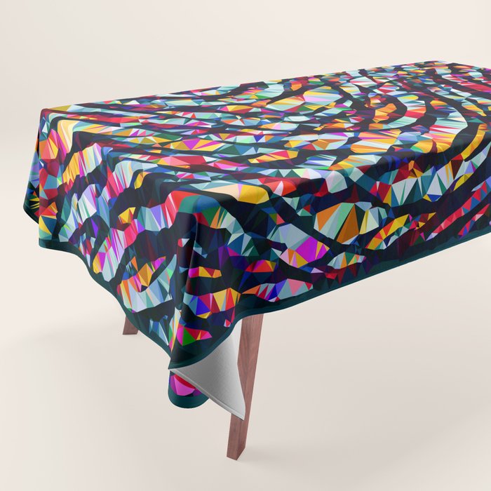 Wavy Lines Low Poly Geometric Triangles Tablecloth Gallery Image 1