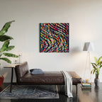 Wavy Lines Low Poly Geometric Triangles Wood Wall Art Gallery Image 2