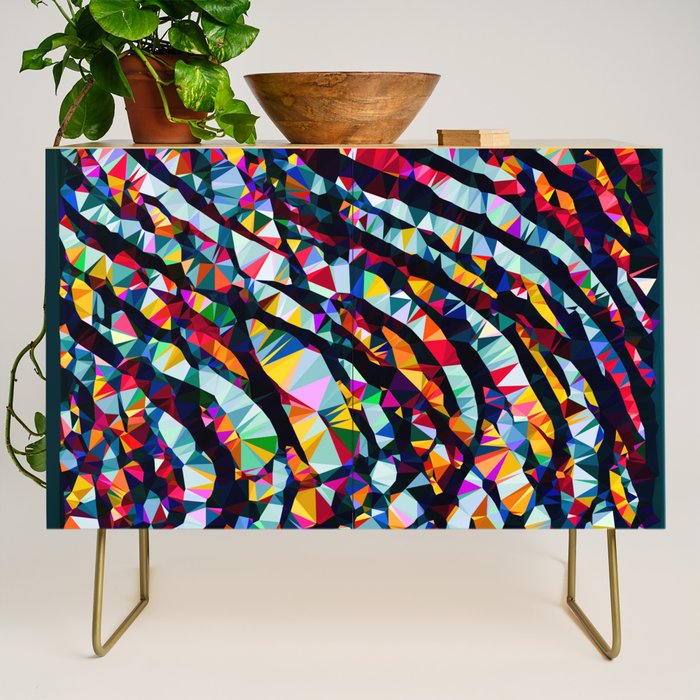 Wavy Lines Low Poly Geometric Triangles Credenza Gallery Image 1