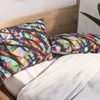 Wavy Lines Low Poly Geometric Triangles Pillow Sham Gallery Image 2