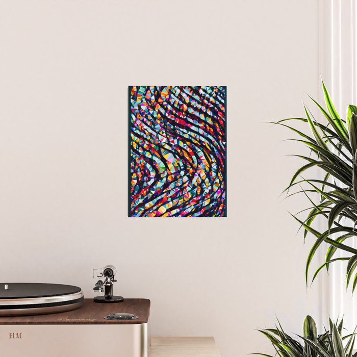 Wavy Lines Low Poly Geometric Triangles Poster Gallery Image 2