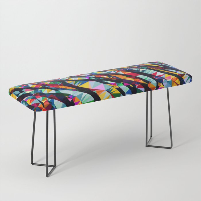 Wavy Lines Low Poly Geometric Triangles Bench Gallery Image 1