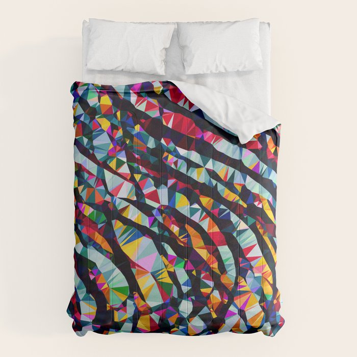 Wavy Lines Low Poly Geometric Triangles Comforter Gallery Image 1