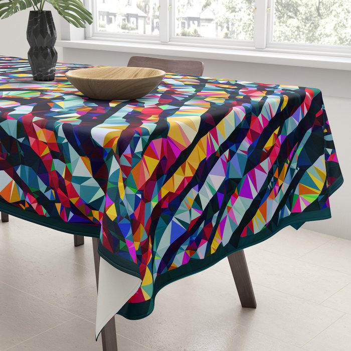Wavy Lines Low Poly Geometric Triangles Tablecloth Gallery Image 3