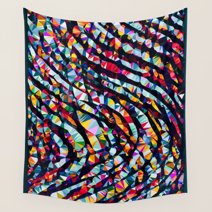 Wavy Lines Low Poly Geometric Triangles Wall Tapestry Gallery Image 4