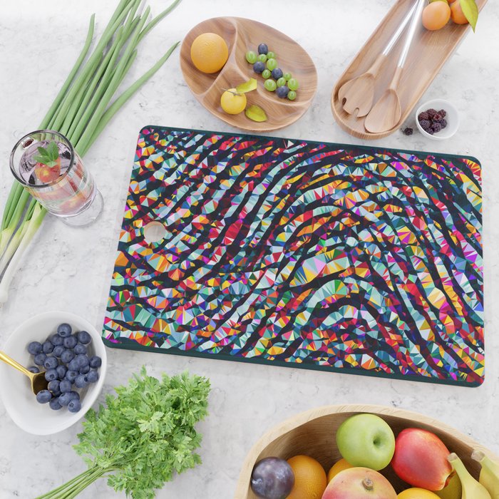 Wavy Lines Low Poly Geometric Triangles Cutting Board Gallery Image 2