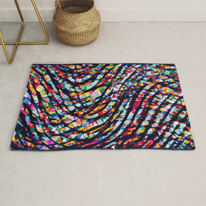 Wavy Lines Low Poly Geometric Triangles Rug Gallery Image 1