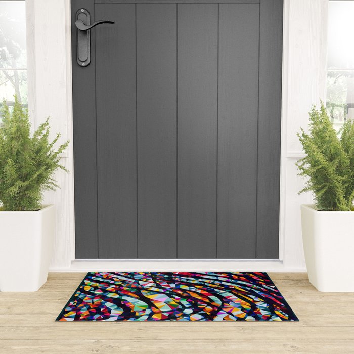 Wavy Lines Low Poly Geometric Triangles Welcome Mat Gallery Image 3