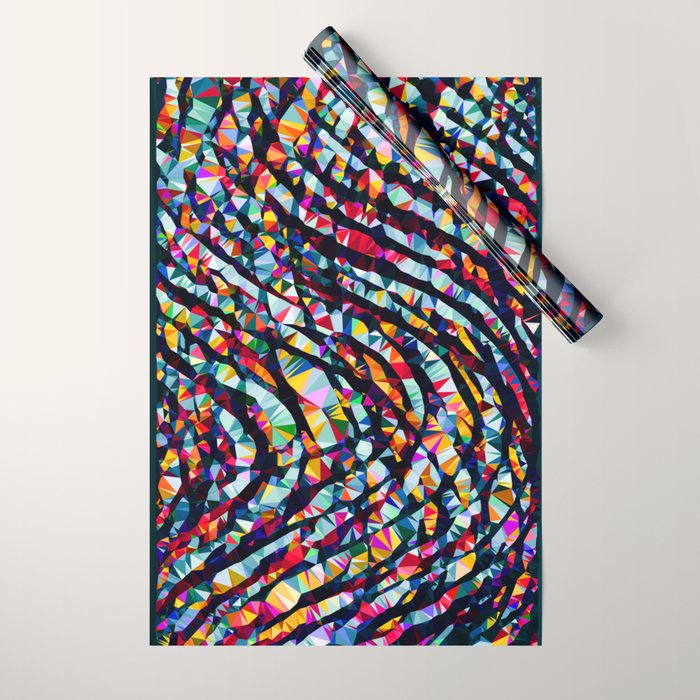 Wavy Lines Low Poly Geometric Triangles Wrapping Paper Gallery Image 1