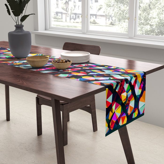 Wavy Lines Low Poly Geometric Triangles Table Runner Gallery Image 2