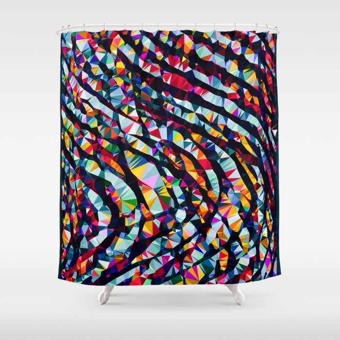 Wavy Lines Low Poly Geometric Triangles Shower Curtain Gallery Image 1