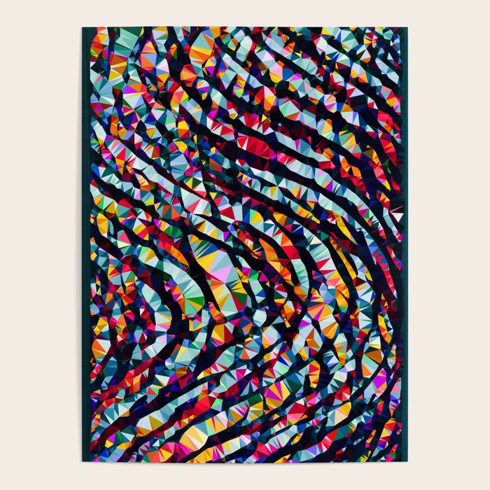 Wavy Lines Low Poly Geometric Triangles Poster Gallery Image 4