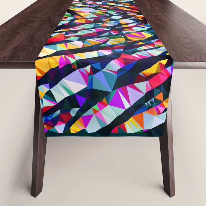 Wavy Lines Low Poly Geometric Triangles Table Runner Gallery Image 1