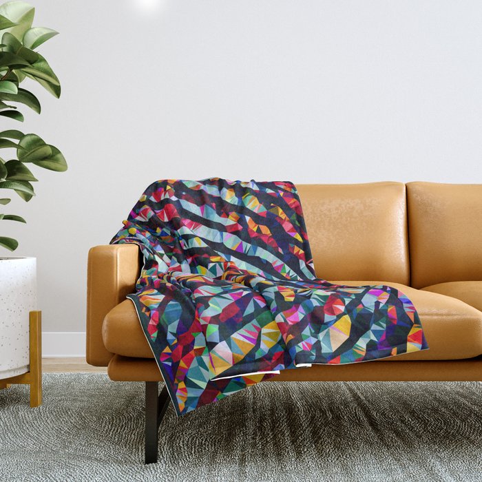 Wavy Lines Low Poly Geometric Triangles Throw Blanket Gallery Image 1