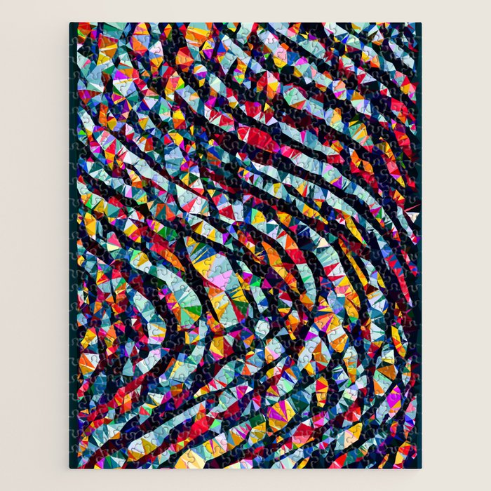Wavy Lines Low Poly Geometric Triangles Jigsaw Puzzle Gallery Image 1