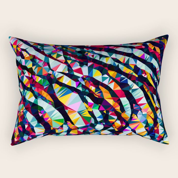 Wavy Lines Low Poly Geometric Triangles Rectangular Pillow Gallery Image 1