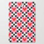 Red love heart checkered pattern Cutting Board Gallery Image 1
