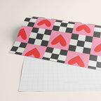 Red love heart checkered pattern Wrapping Paper Gallery Image 2