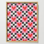 Red love heart checkered pattern Serving Tray Gallery Image 1