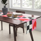 Red love heart checkered pattern Table Runner Gallery Image 2