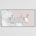 Get Naked, Bathroom Art, Rose Gold, Blush Pink, Marble Desk Mat Gallery Image 1