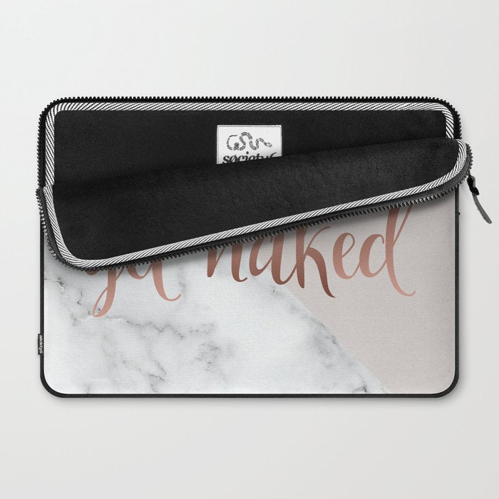 Get Naked, Bathroom Art, Rose Gold, Blush Pink, Marble Laptop Sleeve Gallery Image 2