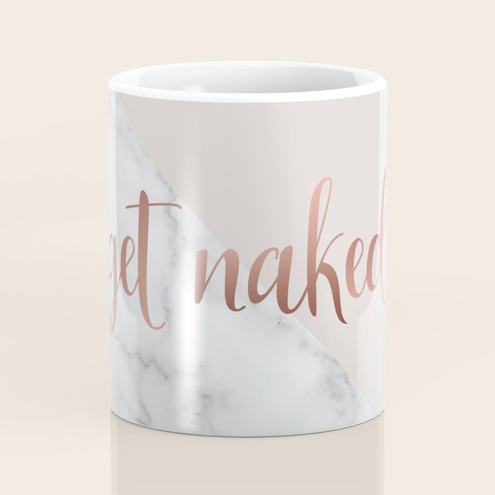 Get Naked, Bathroom Art, Rose Gold, Blush Pink, Marble Coffee Mug Gallery Image 4