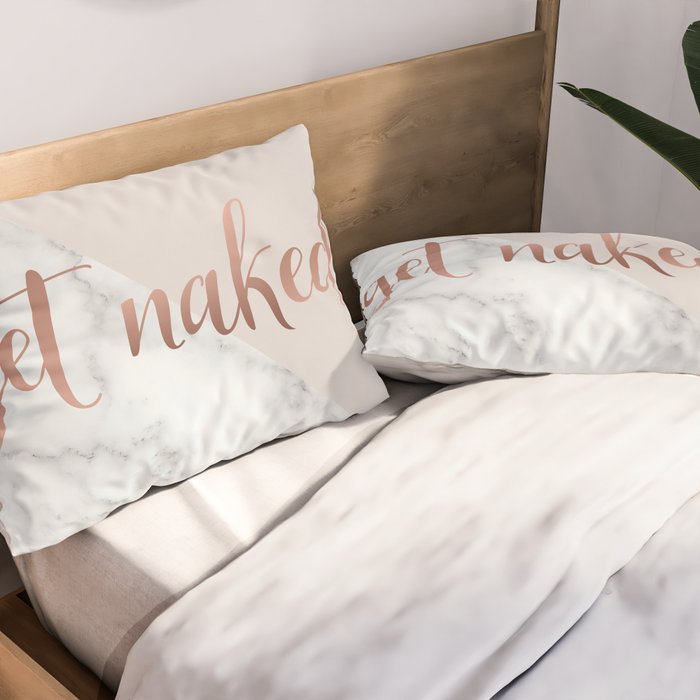 Get Naked, Bathroom Art, Rose Gold, Blush Pink, Marble Pillow Sham Gallery Image 2