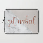 Get Naked, Bathroom Art, Rose Gold, Blush Pink, Marble Laptop Sleeve Gallery Image 1