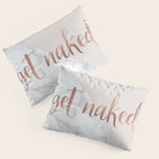 Get Naked, Bathroom Art, Rose Gold, Blush Pink, Marble Pillow Sham Gallery Image 3